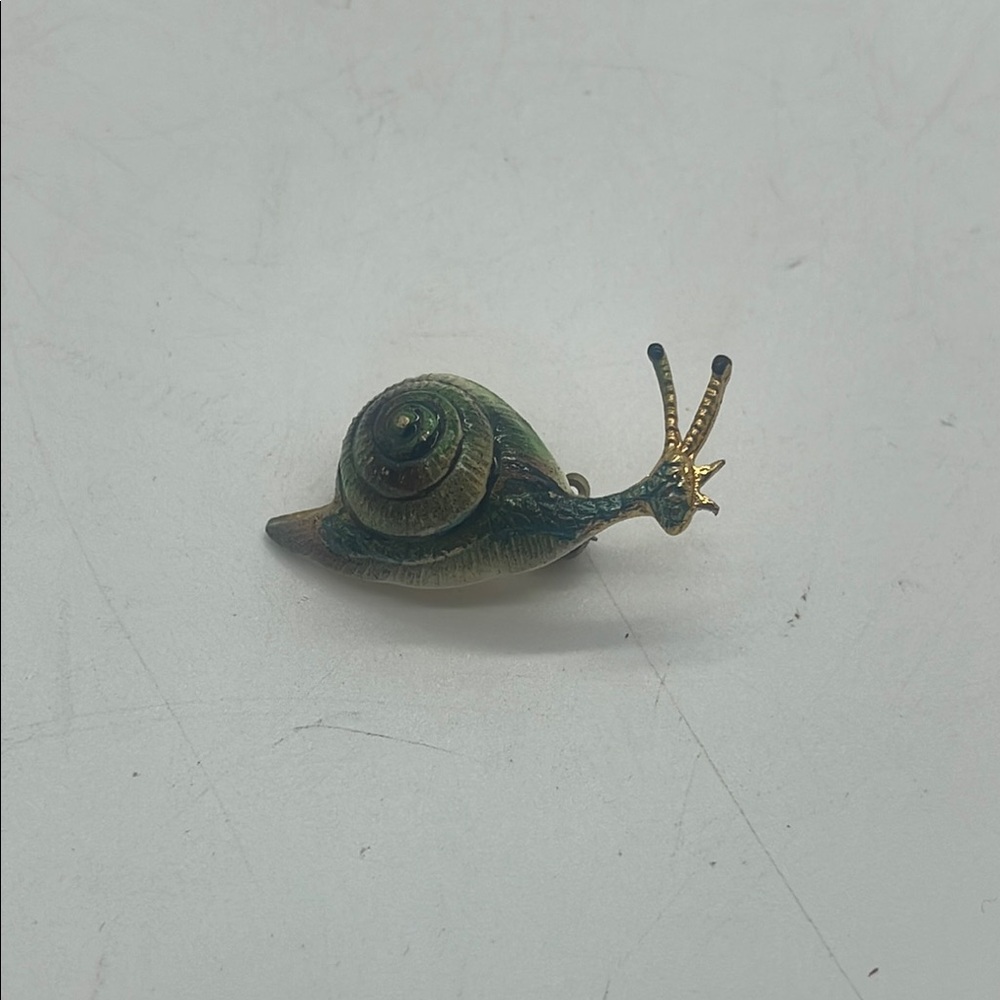 Vintage Enamel Snail Shell Pin Signed Korea